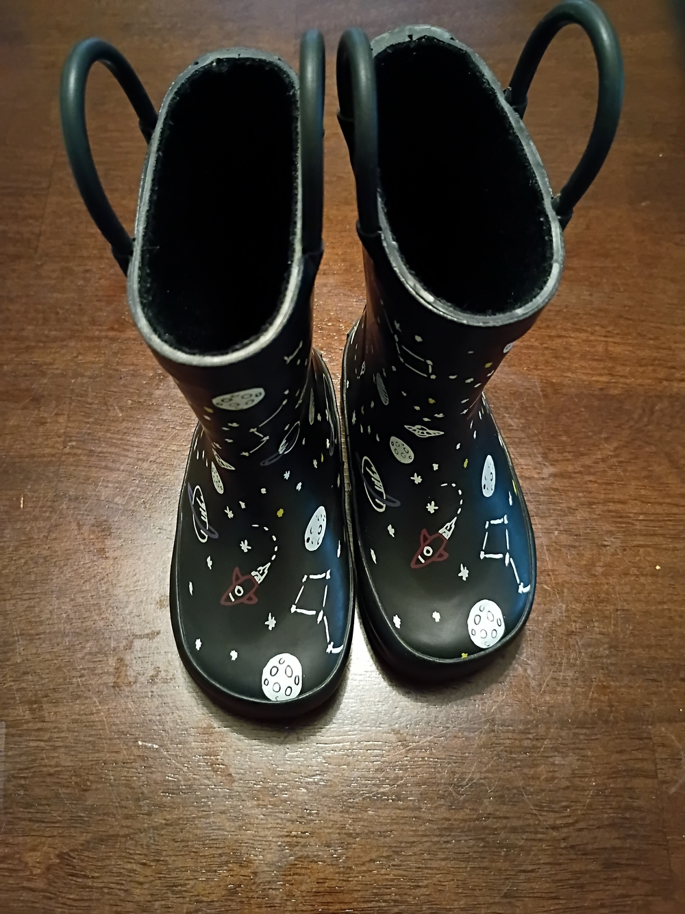 Tucker + Tate Black Space Rocket Print Kids Rain Boots toddler Size 5